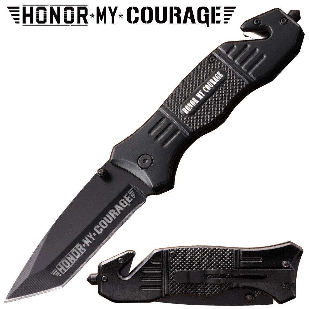 Honor My Courage Action Liner Lock Tanto Blade Knife, , Panther Trading Company- Panther Wholesale