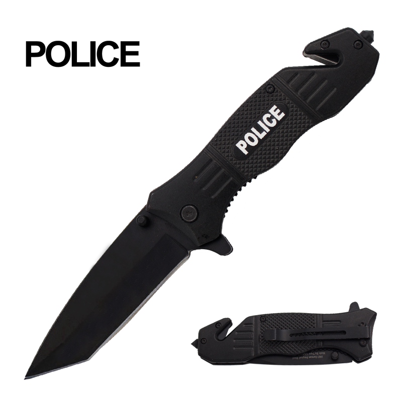 PSO-Police Trigger Action Liner Lock Tanto Blade Knife, , Panther Trading Company- Panther Wholesale