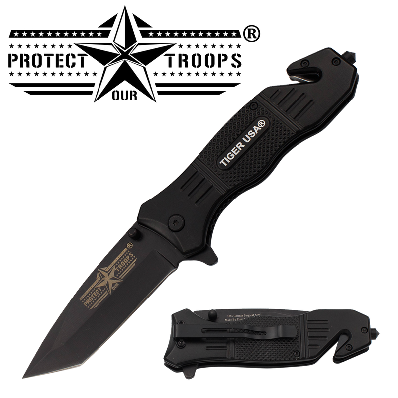 Protect Our Troops Action Liner Lock Tanto Blade Knife, , Panther Trading Company- Panther Wholesale