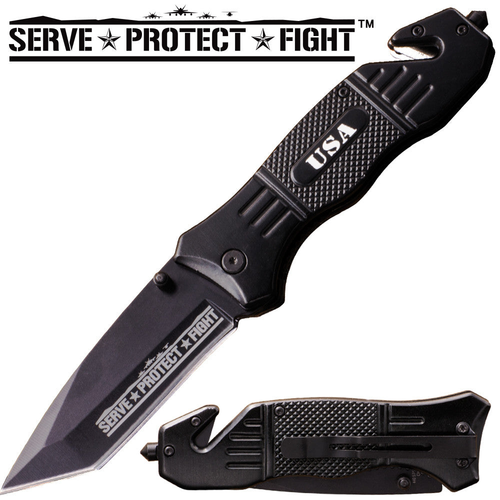 Serve Protect Fight Action Liner Lock Tanto Blade Knife, , Panther Trading Company- Panther Wholesale