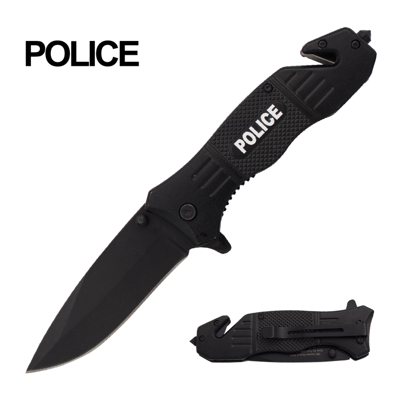 PSO-Police Trigger Action Liner Lock Drop Point Blade Knife, , Panther Trading Company- Panther Wholesale