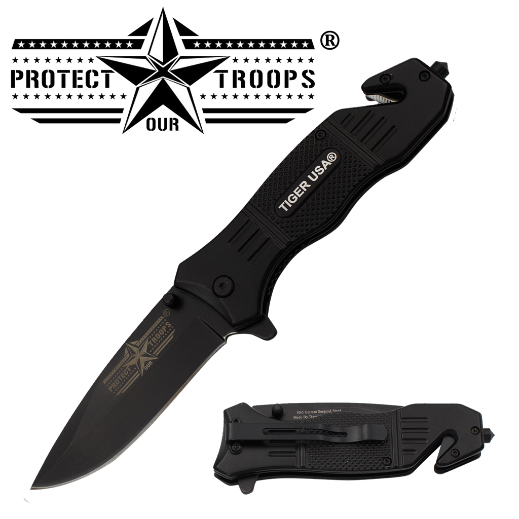 Protect Our Troops Action Liner Lock Drop Point Blade Knife, , Panther Trading Company- Panther Wholesale