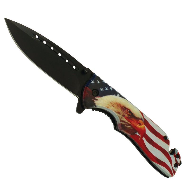 American Pride US Flag and Eagle Spring Assisted Folding Pocket Knife.