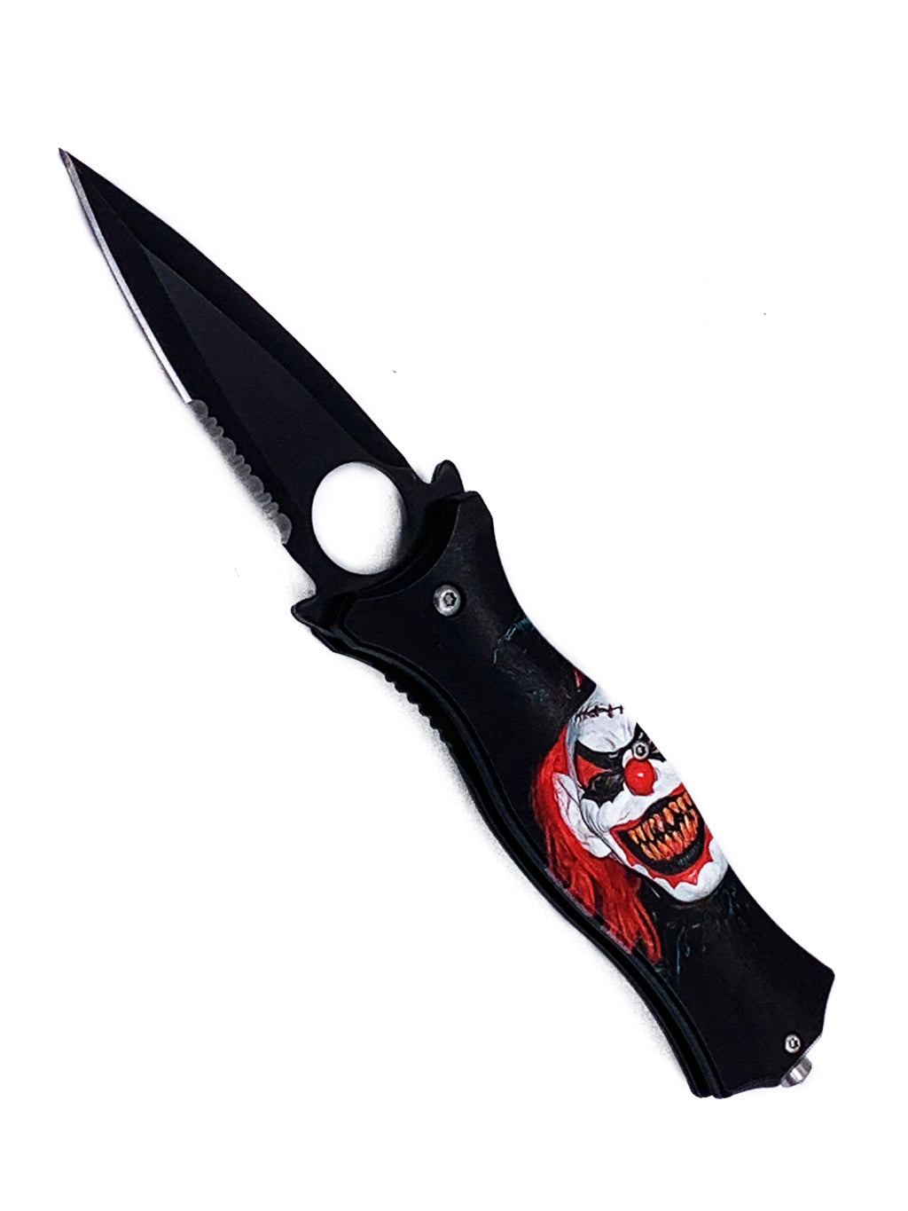 Joker Spring Assisted Folding Pocket Knife 3.75" Dagger Blade With Finger Hole and Window Breaker