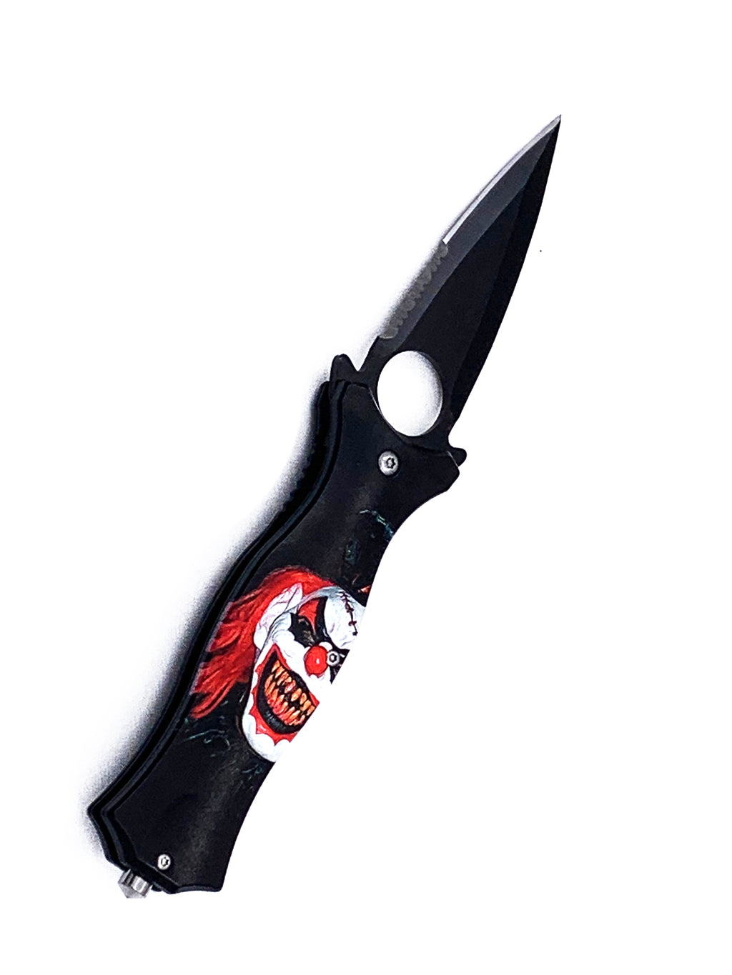 Joker Spring Assisted Folding Pocket Knife 3.75" Dagger Blade With Finger Hole and Window Breaker