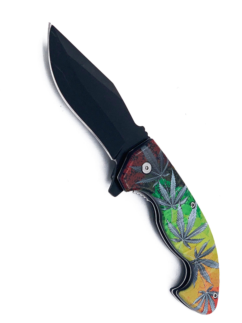 Chronic Marijuana Leaf Spring Assisted Folding Pocket Knife 3" Black Blade