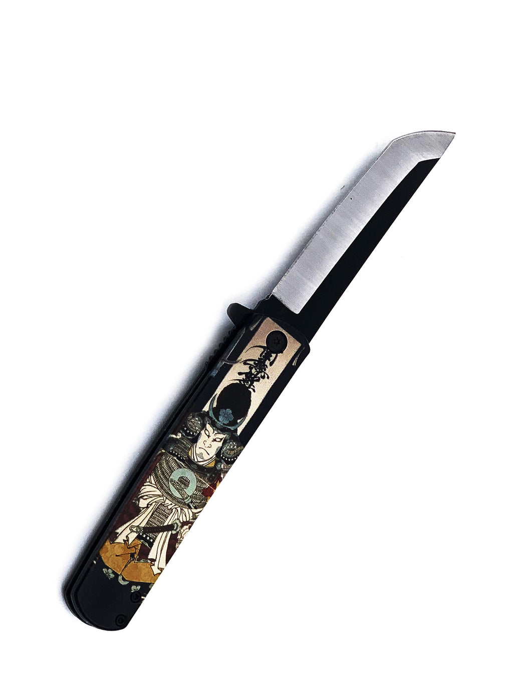 Kabuto Samurai Spring Assisted Pocket Knife with Two Tone Rounded Tanto Blade