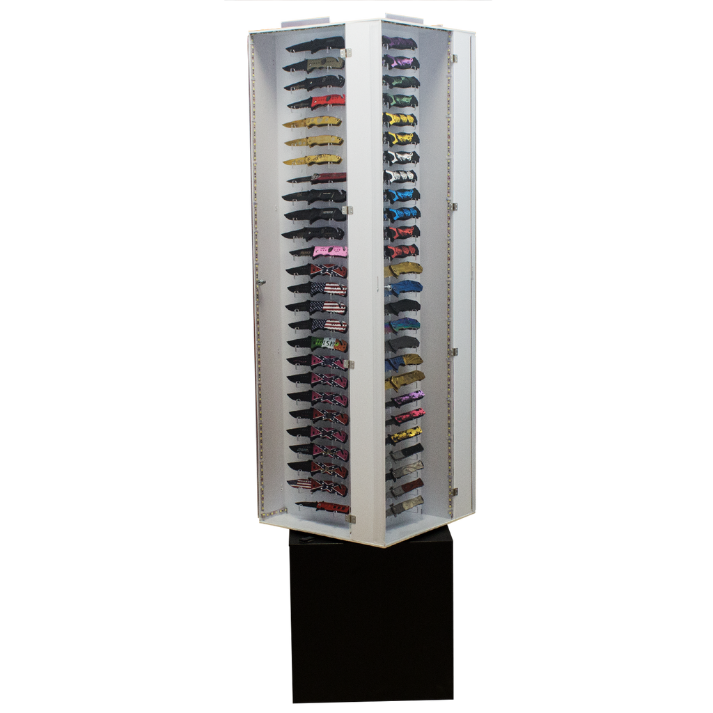 W104 Tall Revolving Light-Up 104 Knife Display Case-img-0