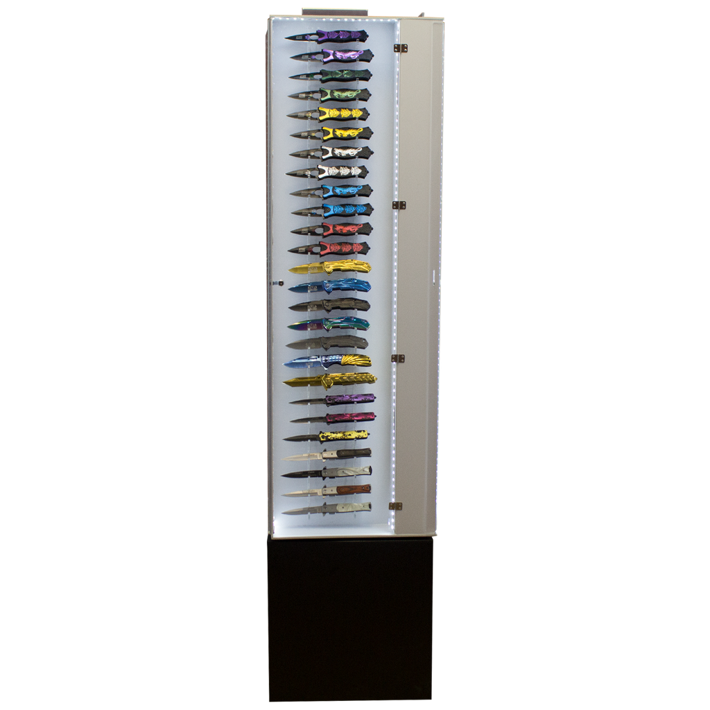 Tall Revolving Light-Up 104 Knife Display Case, , Panther Trading Company- Panther Wholesale