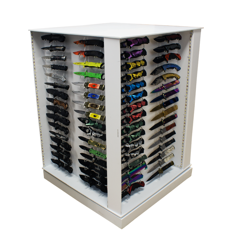 Revolving Light-Up 128 Knife Display Case, , Panther Trading Company- Panther Wholesale