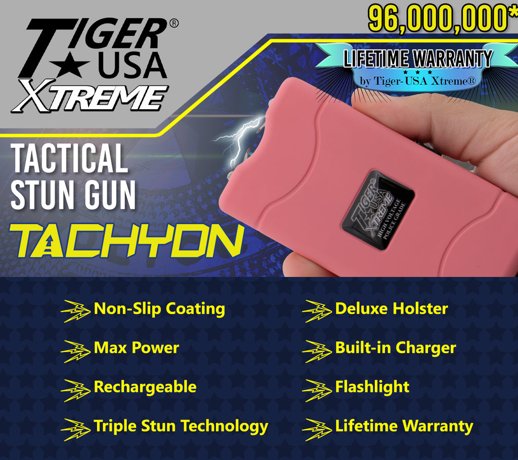 Tiger-USA Xtreme® 96 Mill Light Pink Rechargeable Stun Gun & Flash Light