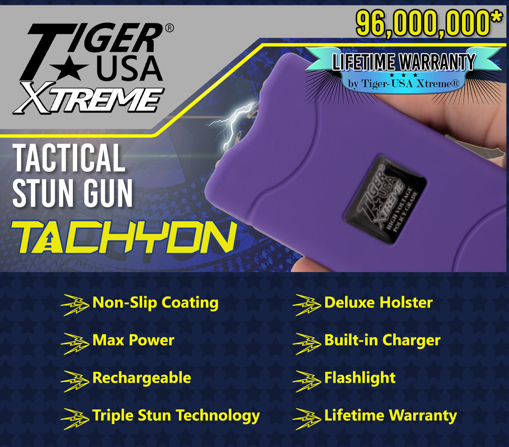Tiger-USA Xtreme® 96 Mill Purple Rechargeable Stun Gun & Flash Light