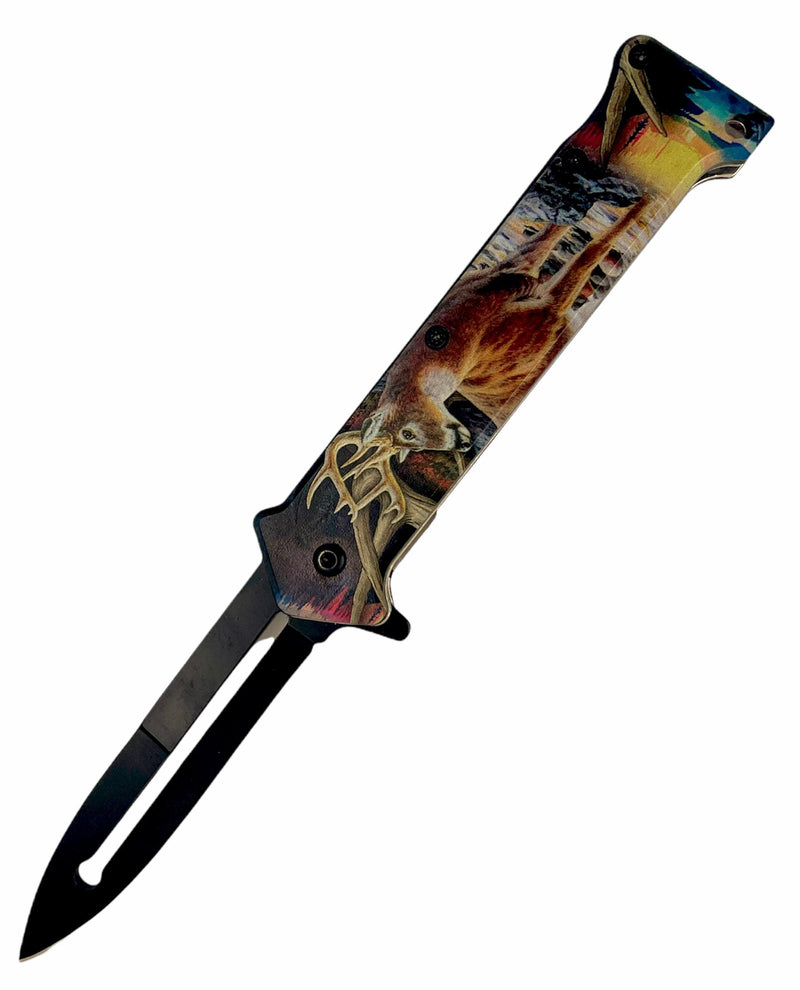 Tiger-USA Spring Assisted Knife - DEER SUNSET