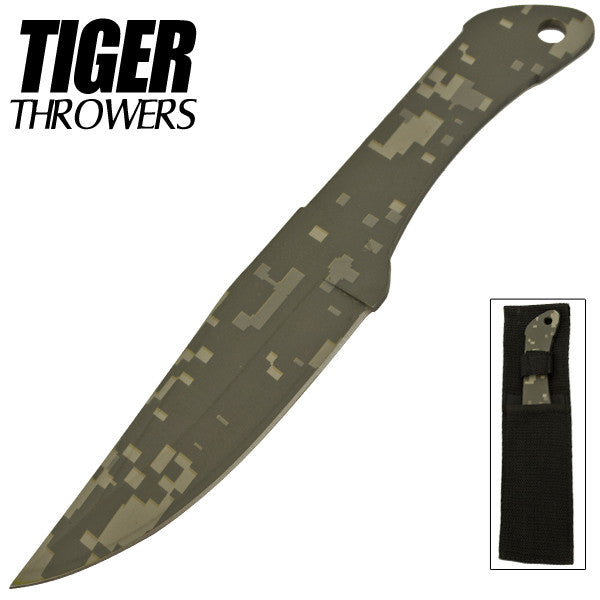 8.75 Inch Tiger Throwing Knife - Camo, , Panther Trading Company- Panther Wholesale