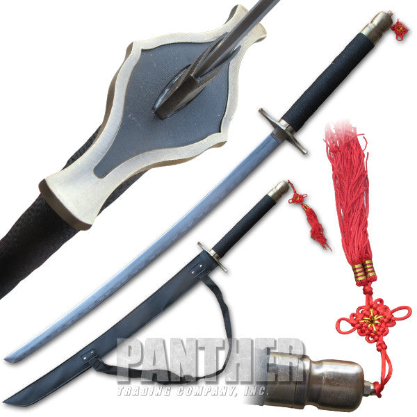 Long Slasher Katana Sword with Brass Colored Guard, , Panther Trading Company- Panther Wholesale