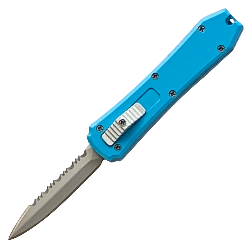 Serial Cutter Serrated Blade Pocket Knife - Light Blue