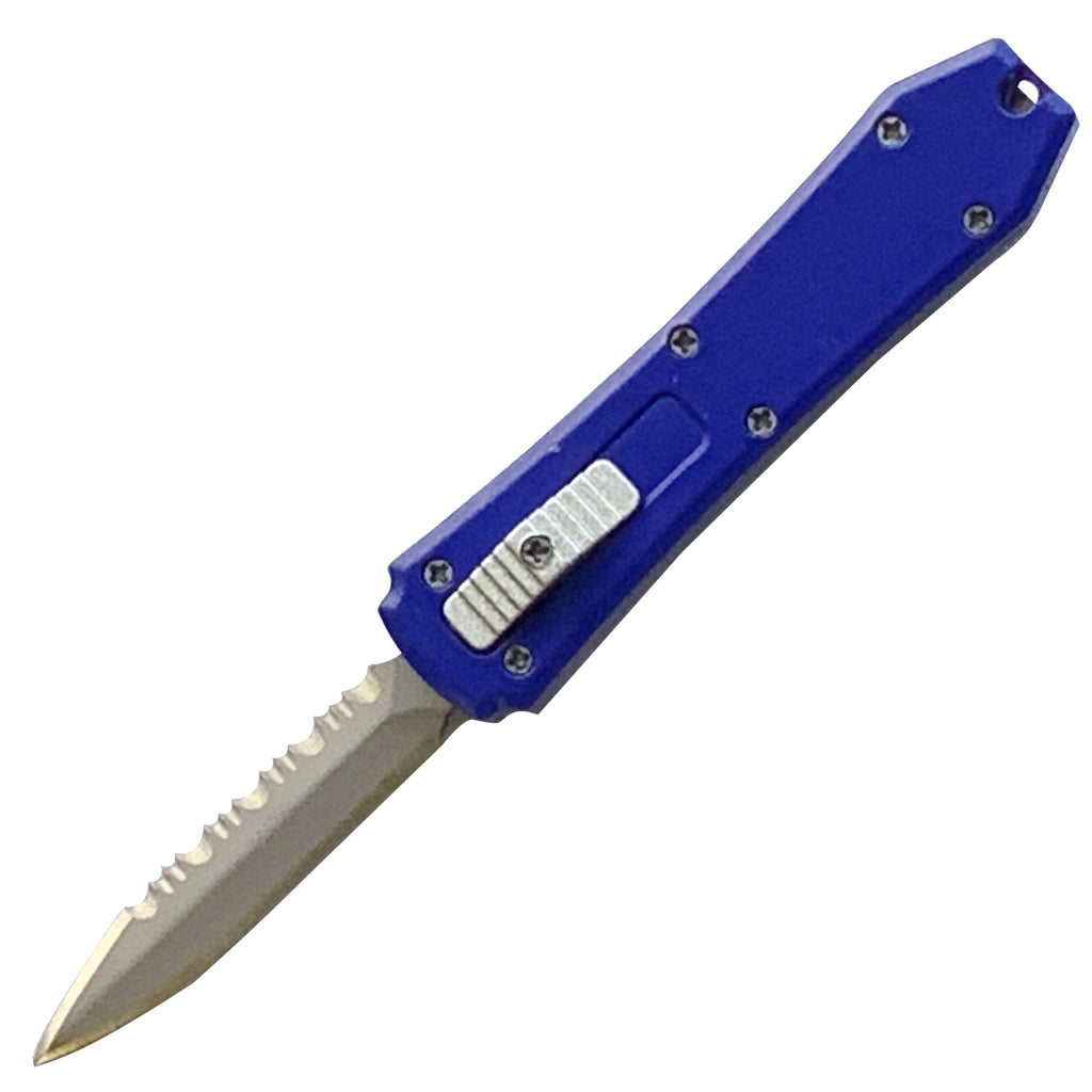Serial Cutter Serrated Blade Pocket Knife - Dark Blue