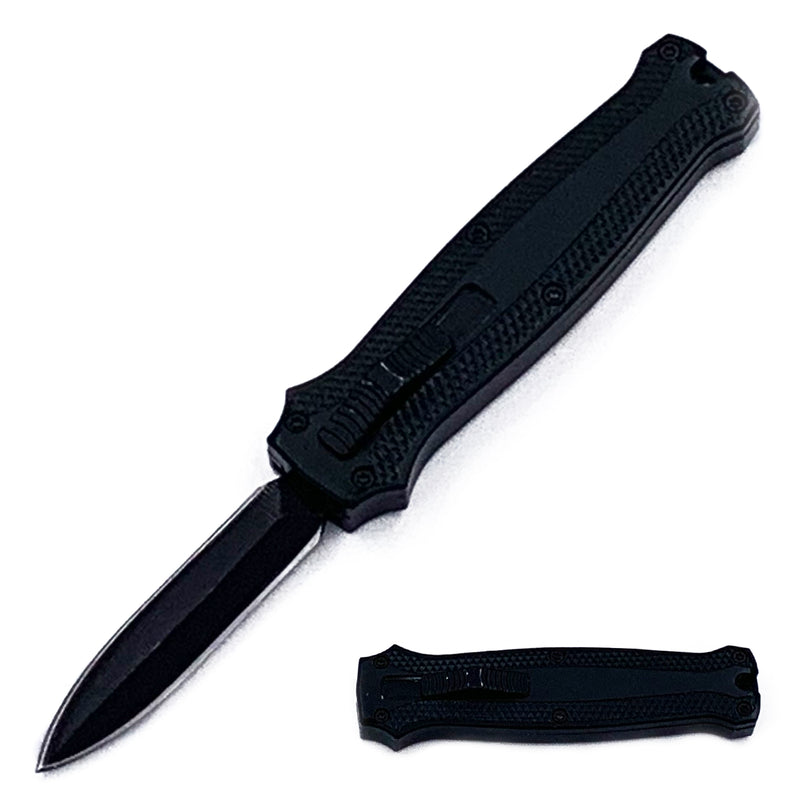 Mighty Mini OTF Pocket Knife Lightweight Aluminum Handle - Black