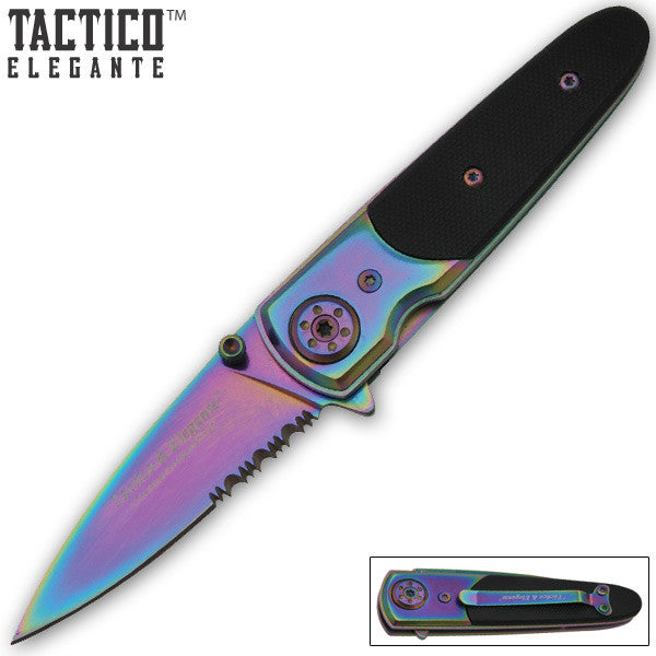 Tactico & Elegante - Trigger Action Knife - Rainbow w/ G-10, , Panther Trading Company- Panther Wholesale