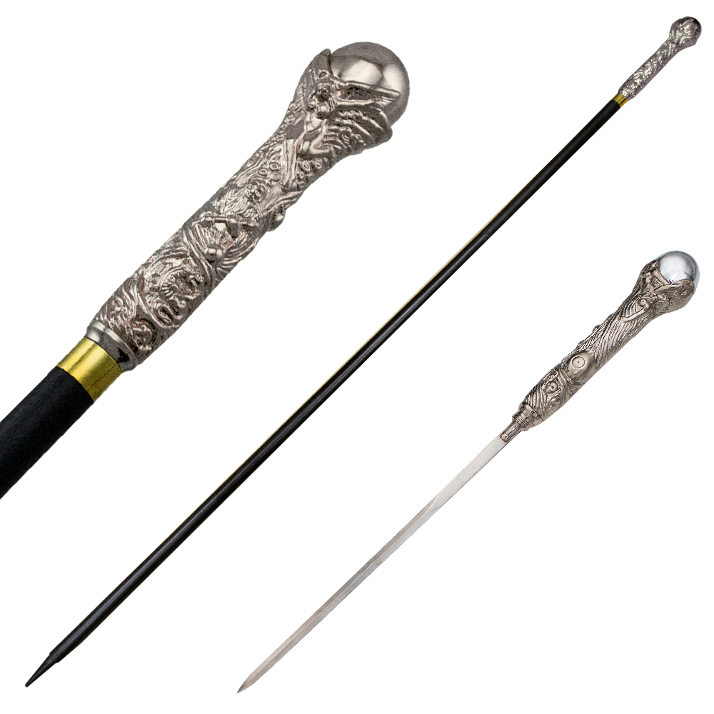 Dante's Inferno Silver Walking Cane with Hidden Sword