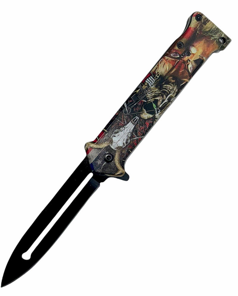Tiger-USA Spring Assisted Knife - DEER SKULL