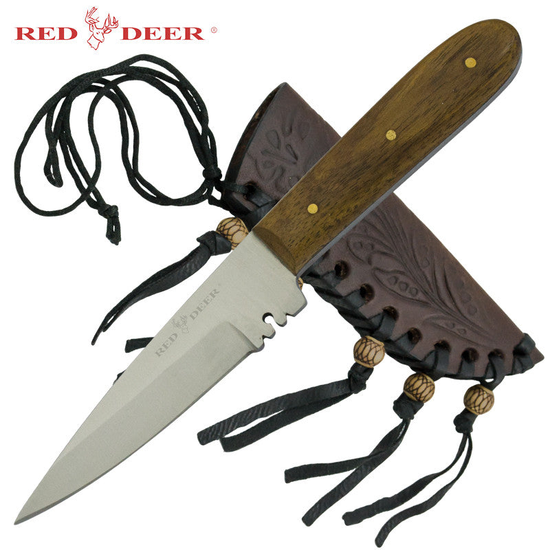 Medium Red Deer Patch Knife with Sheath, , Panther Trading Company- Panther Wholesale