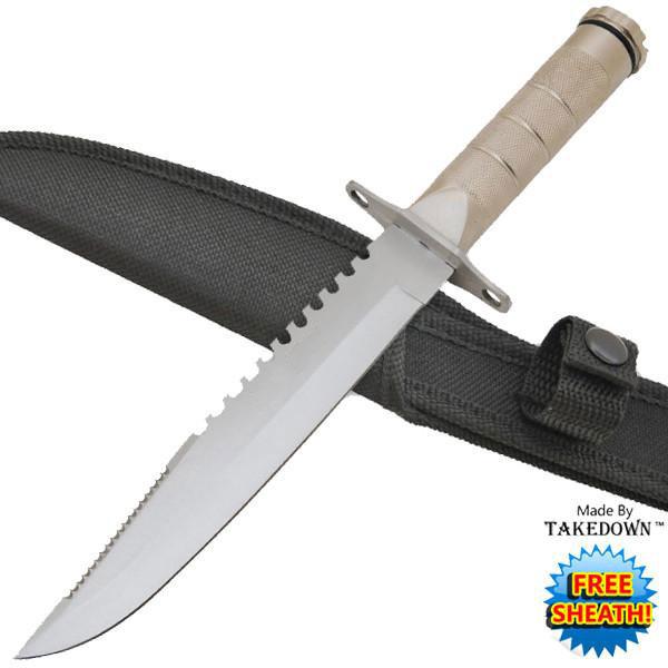Tantical Jungle king®Survival Knife W/Case SILVER