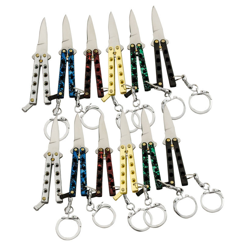 Mini Me Folding Knife Keychains- 12 Piece-Assorted colors, , Panther Trading Company- Panther Wholesale
