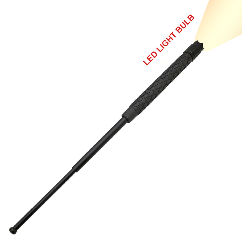 26 Inch Baton Police Grade Baton- Solid Gun Metal Stick- W/ LED Light