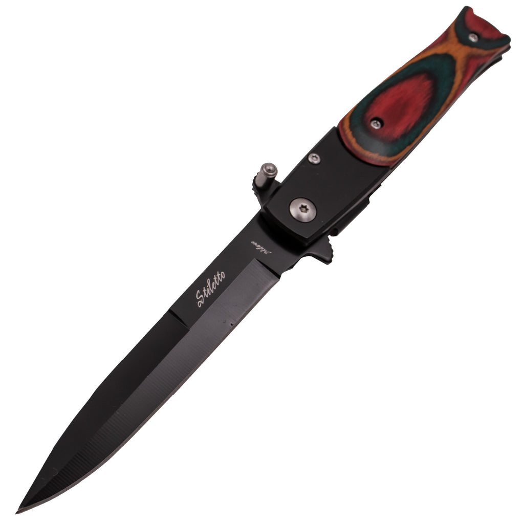 Tiger-USA Spring Assisted Knife American Pakka Wood