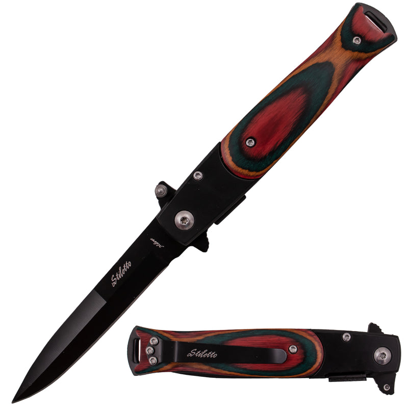 Tiger-USA Spring Assisted Knife American Pakka Wood