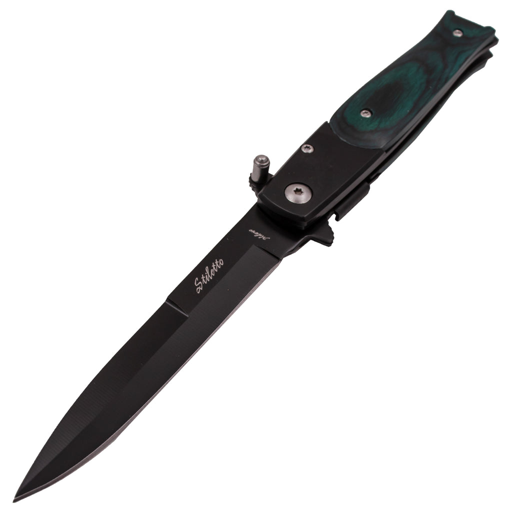 Tiger-USA Spring Assisted Knife American Pakka Wood (Green)