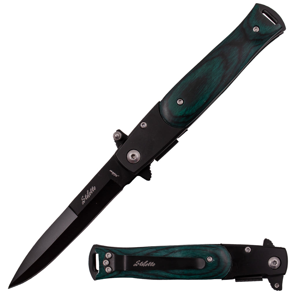 Tiger-USA Spring Assisted Knife American Pakka Wood (Green)