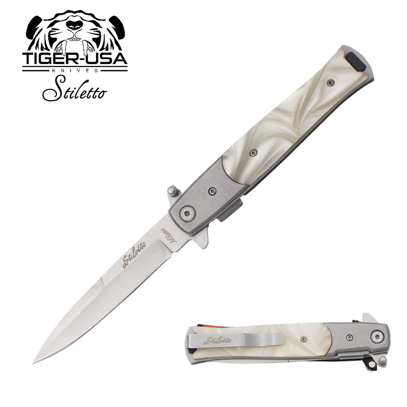 9 Inch Godfather Style Pearl Handle Folding Knife, , Panther Trading Company- Panther Wholesale