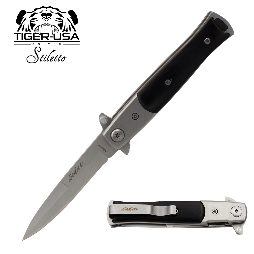 9 Inch Godfather Style Black Pakka Wood handle folding Knife, , Panther Trading Company- Panther Wholesale