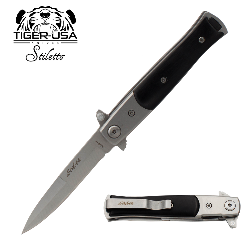 7.25 Inch Godfather Style Black Pakka Wood handle folding Knife, , Panther Trading Company- Panther Wholesale