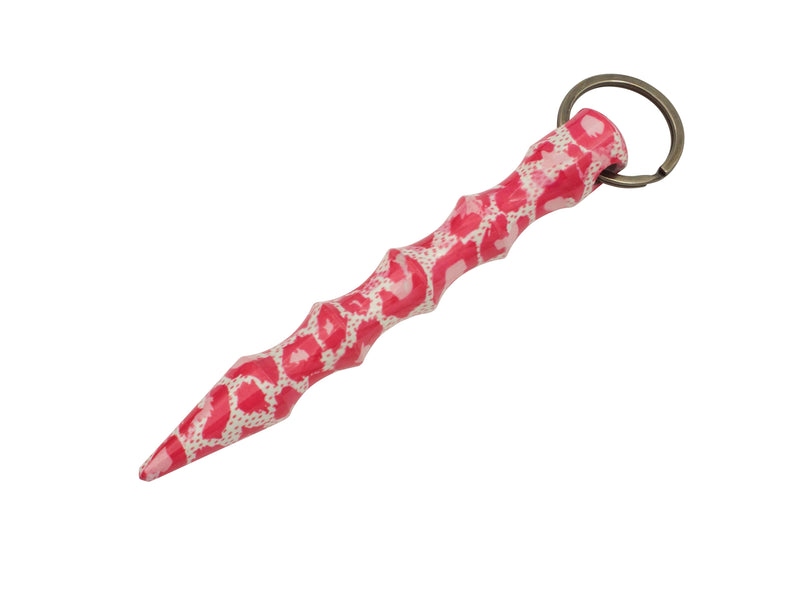 State Of The Art Wavy Kubotan Keychain - Leopard Pink