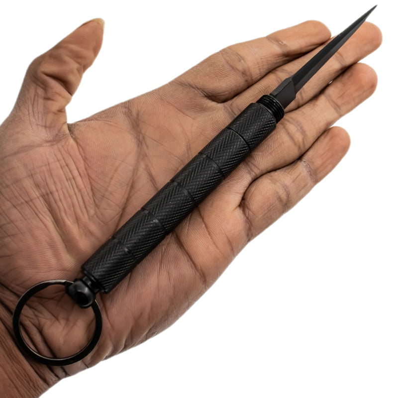 Kubotan Keychain Hidden Knife Black
