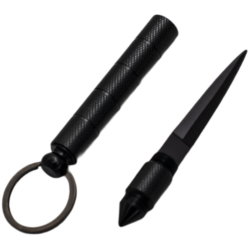 Kubotan Keychain Hidden Knife Black