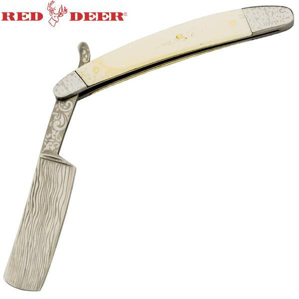 10 Inch Red Deer® Straight Razor - White Animal Bone.