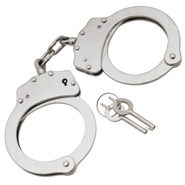 Police Edition Nickel Plated Handcuffs, , Panther Trading Company- Panther Wholesale