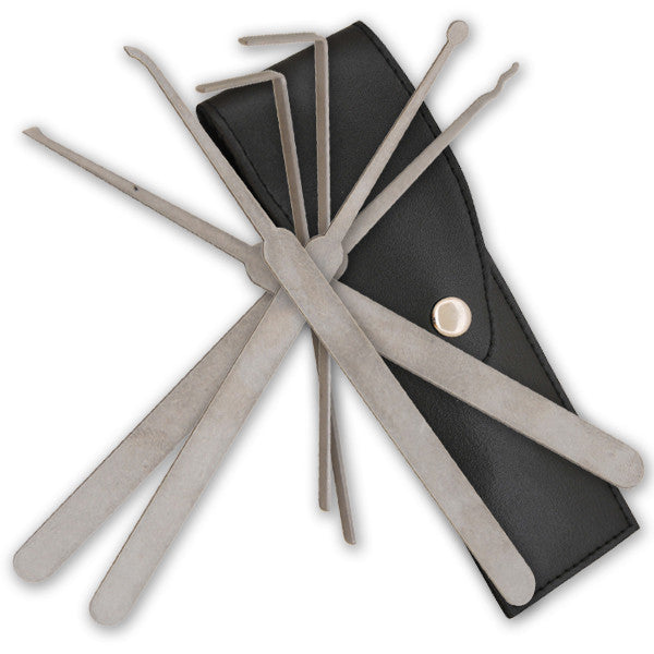 6 Piece Lockpicking Kit W/ Faux Leather Case, , Panther Trading Company- Panther Wholesale