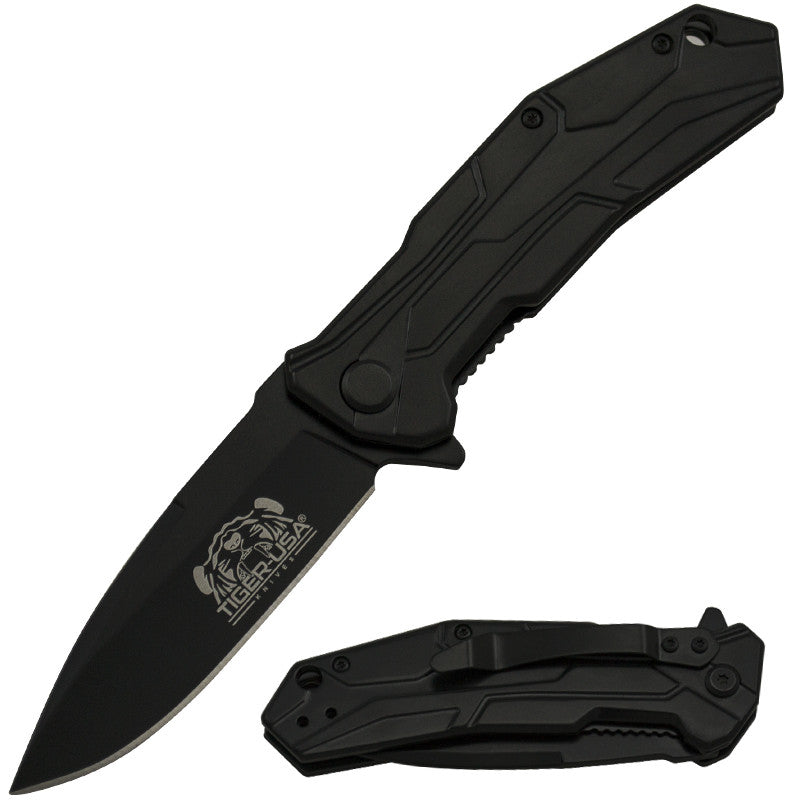Tiger USA® Folding knife w/clip (Black Color), , Panther Trading Company- Panther Wholesale