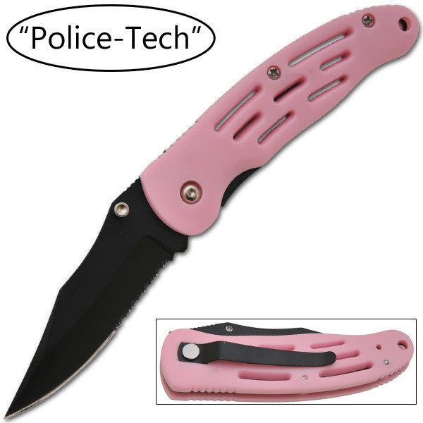 6 Inch Small Police Tech Cut Out Knife - Pink, , Panther Trading Company- Panther Wholesale