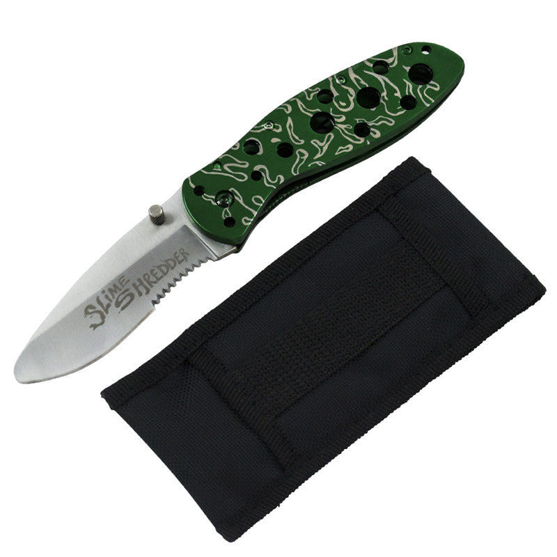 Slime Shredder Trigger Action Knife  Green, , Panther Trading Company- Panther Wholesale