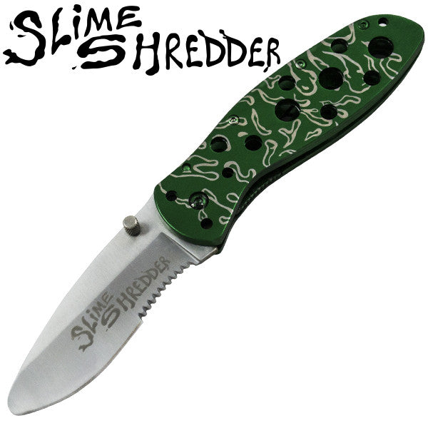 Slime Shredder Trigger Action Knife  Green, , Panther Trading Company- Panther Wholesale