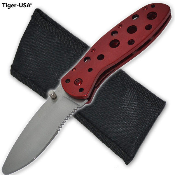 7.5 Inch Shredder Trigger Action Knife  Red, , Panther Trading Company- Panther Wholesale