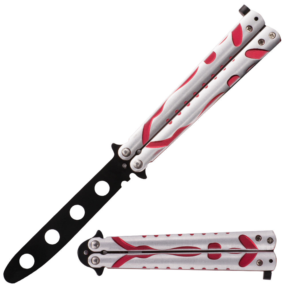 9 Inch Bartender Butterfly Trainer (Silver, Black, Red), , Panther Trading Company- Panther Wholesale