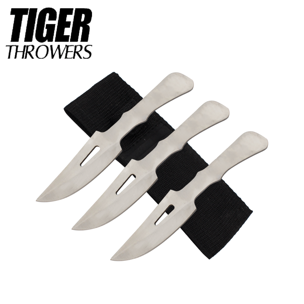 3 PC Silver Tiger Steel 1045 Stainless Throwing Knives, , Panther Trading Company- Panther Wholesale