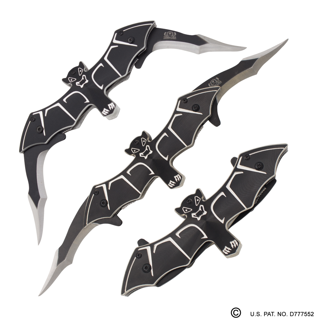 10.5 Inch Bat Knife Black Folding Knife, , Panther Trading Company- Panther Wholesale
